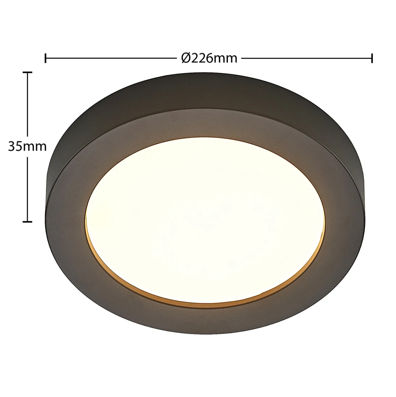 Prios LED-kattovalaisin Edwina, musta, 23 cm, CCT, IP44