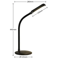 Prios LED ladattava pöytävalaisin Opira, musta, USB, kosketus himmennin