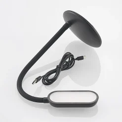 Prios LED ladattava pöytävalaisin Opira, musta, USB, kosketus himmennin