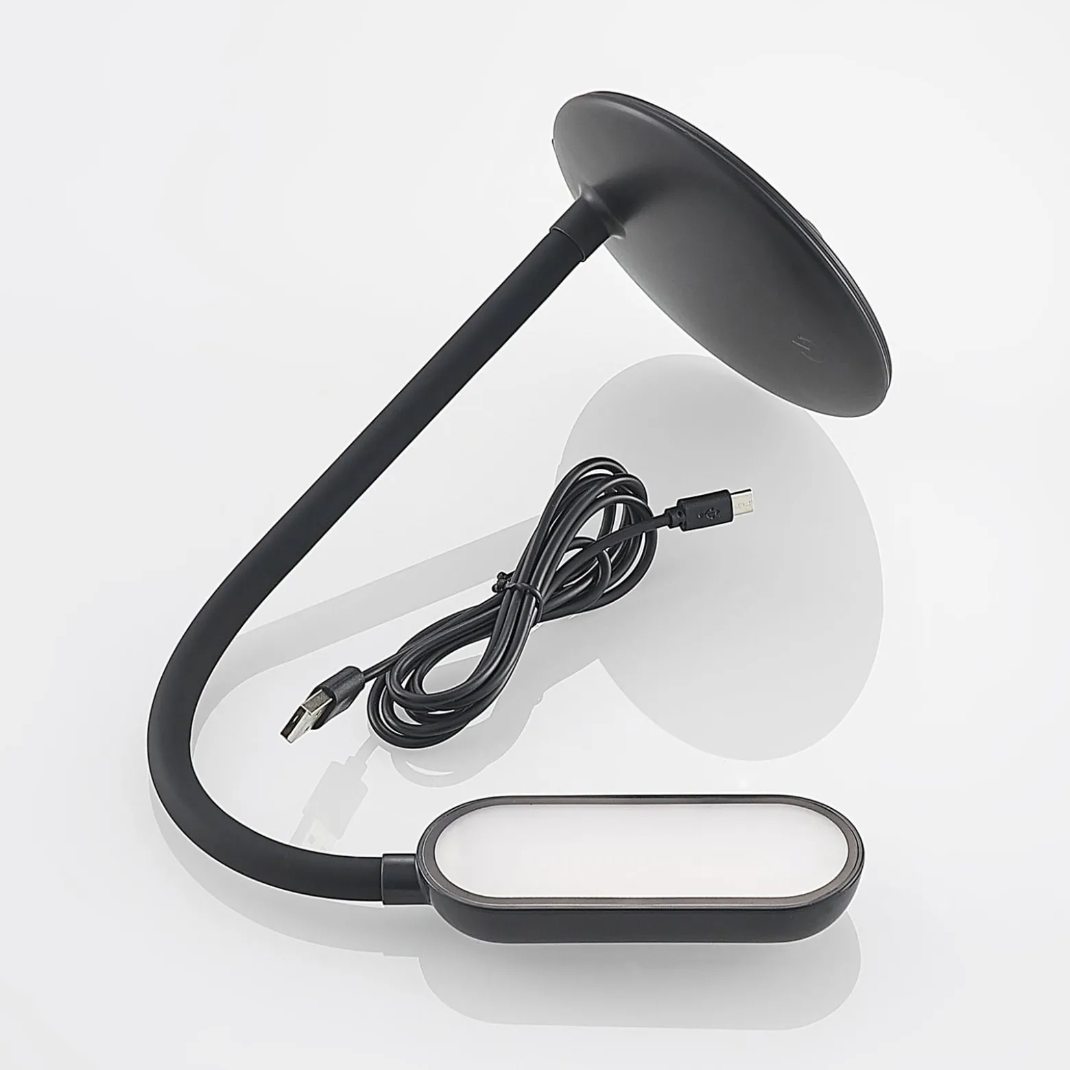 Prios LED ladattava pöytävalaisin Opira, musta, USB, kosketus himmennin