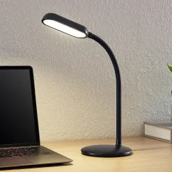 Prios LED ladattava pöytävalaisin Opira, musta, USB, kosketus himmennin