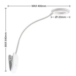 Prios LED-puristinvalaisin Harumi, valkoinen, ladattava akku, USB, 51 cm korkea
