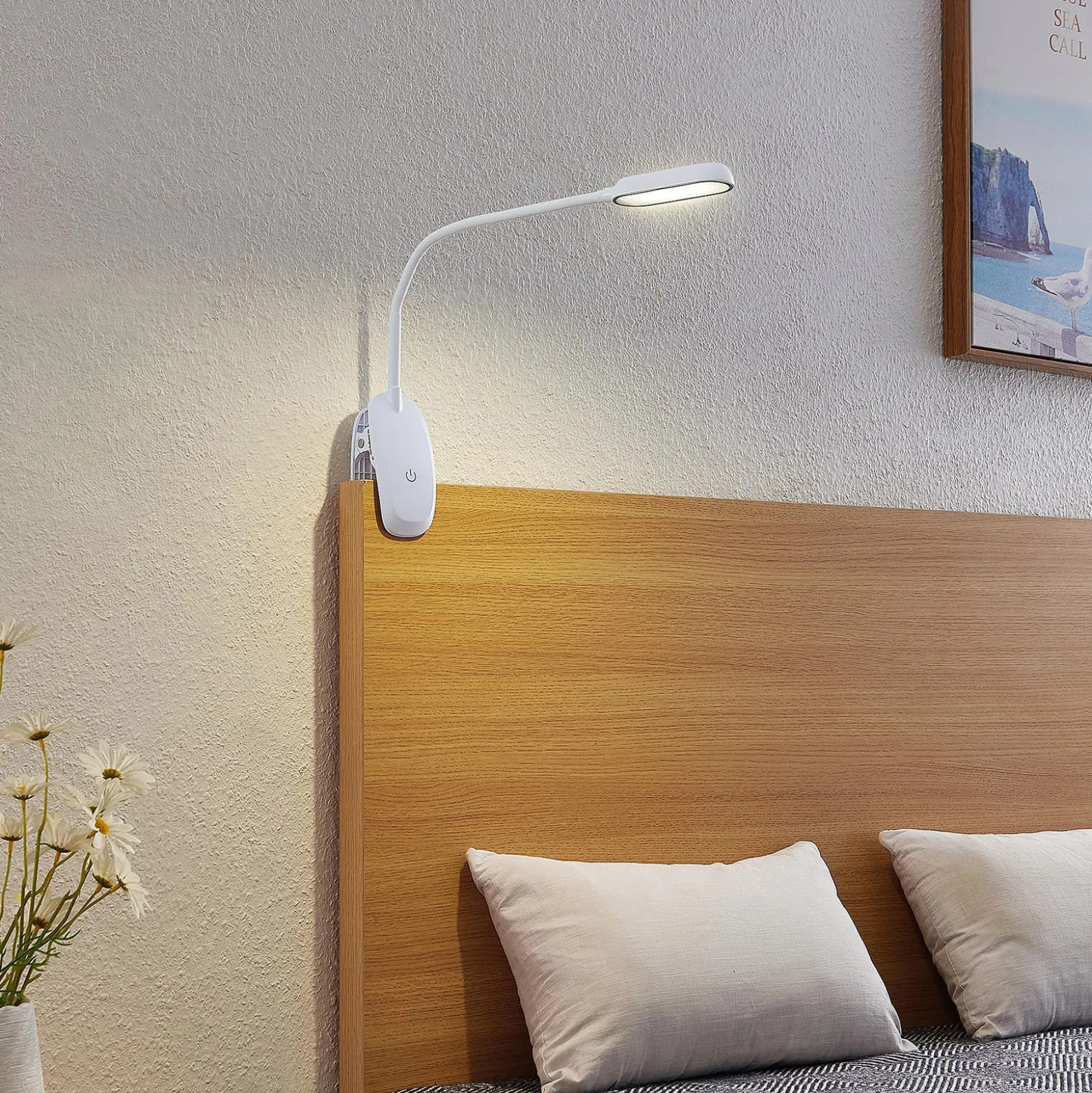 Prios LED-puristinvalaisin Najari, korkeus 51 cm, valkoinen, ladattava akku,