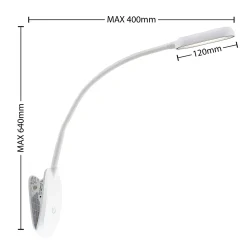 Prios LED-puristinvalaisin Najari, korkeus 51 cm, valkoinen, ladattava akku,