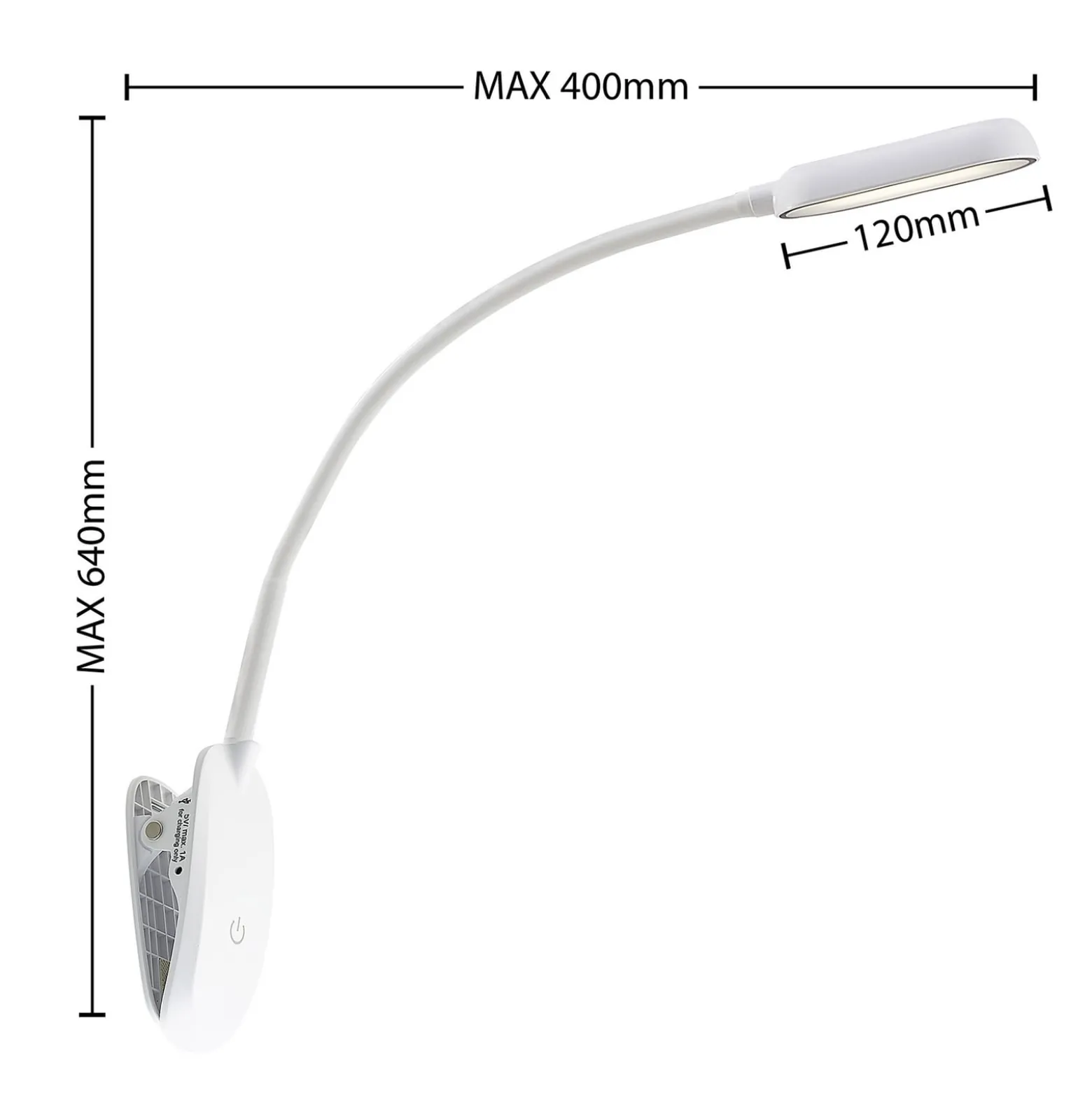 Prios LED-puristinvalaisin Najari, korkeus 51 cm, valkoinen, ladattava akku,