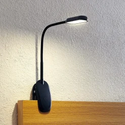 Prios LED-puristinvalo Najari, musta, ladattava akku, USB, 51 cm