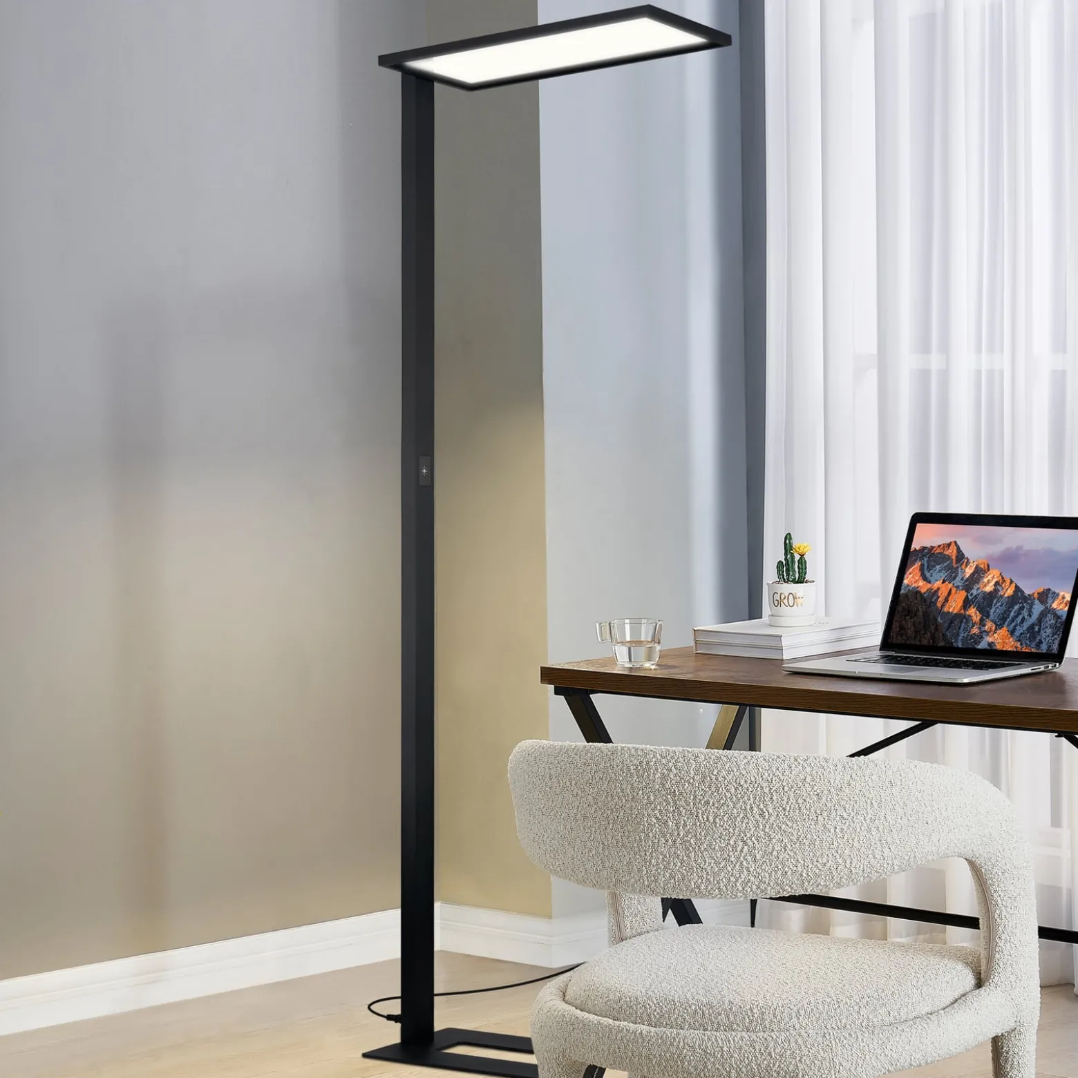 Prios LED-toimiston lattiavalaisin Taronis, musta, 195 cm, himmennettävä