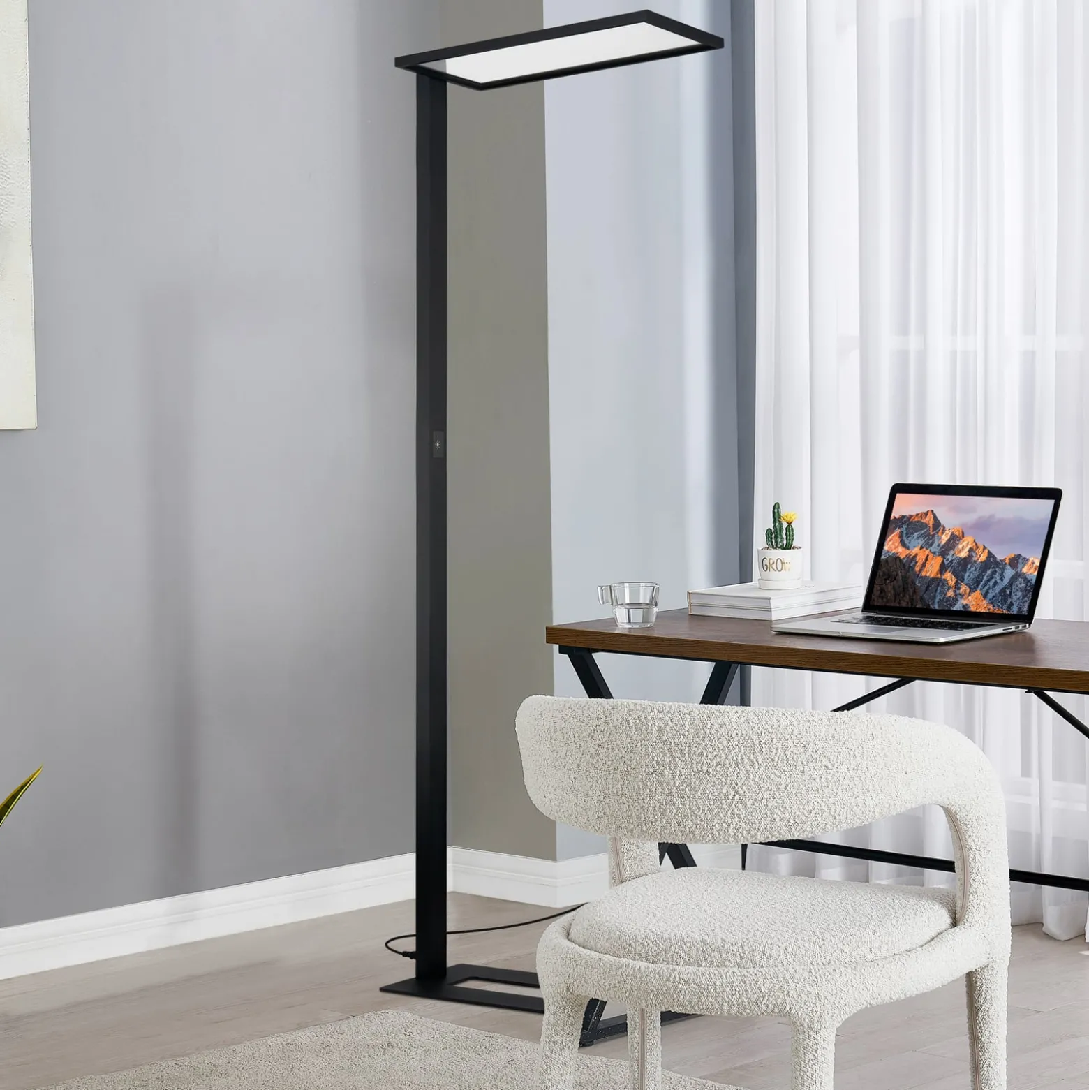 Prios LED-toimiston lattiavalaisin Taronis, musta, 195 cm, himmennettävä