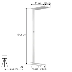 Prios LED-toimiston lattiavalaisin Taronis, valkoinen, 195 cm, himmennettävä