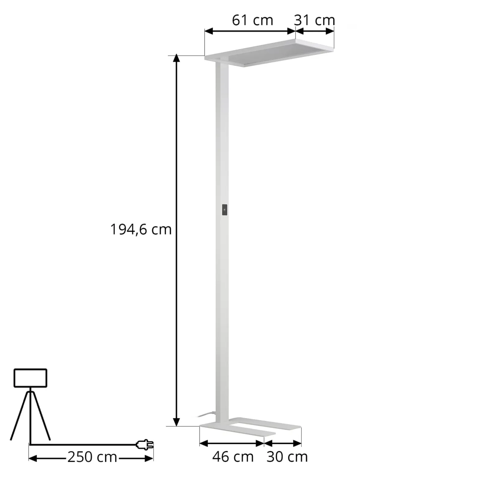 Prios LED-toimiston lattiavalaisin Taronis, valkoinen, 195 cm, himmennettävä