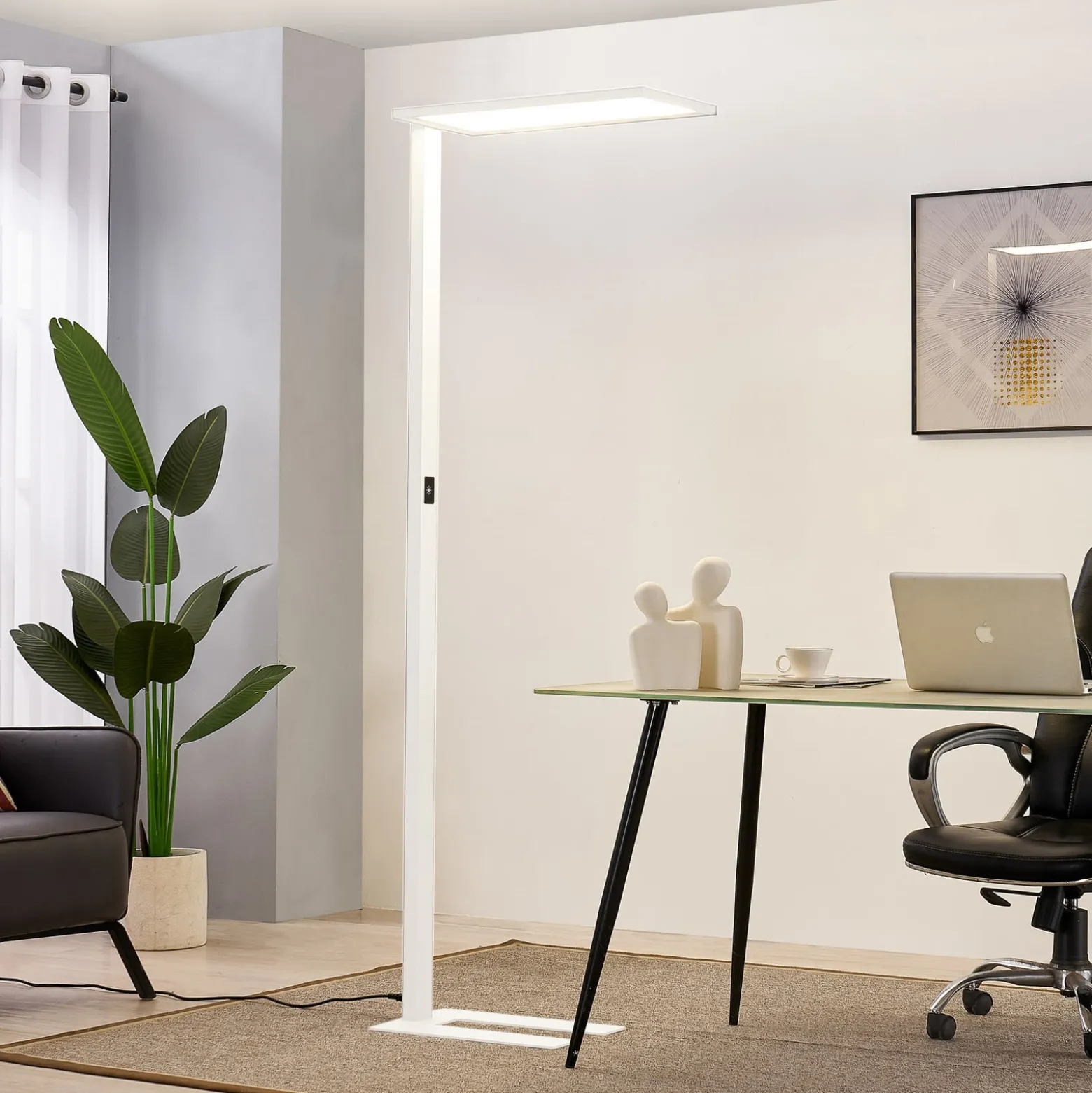 Prios LED-toimiston lattiavalaisin Taronis, valkoinen, 195 cm, himmennettävä