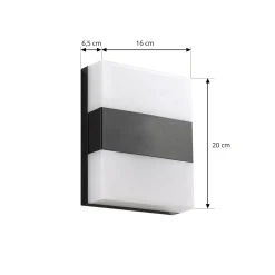 PRIOS LED-ulkoseinävalaisin Teekon, antrasiitti, 20 cm, IP44