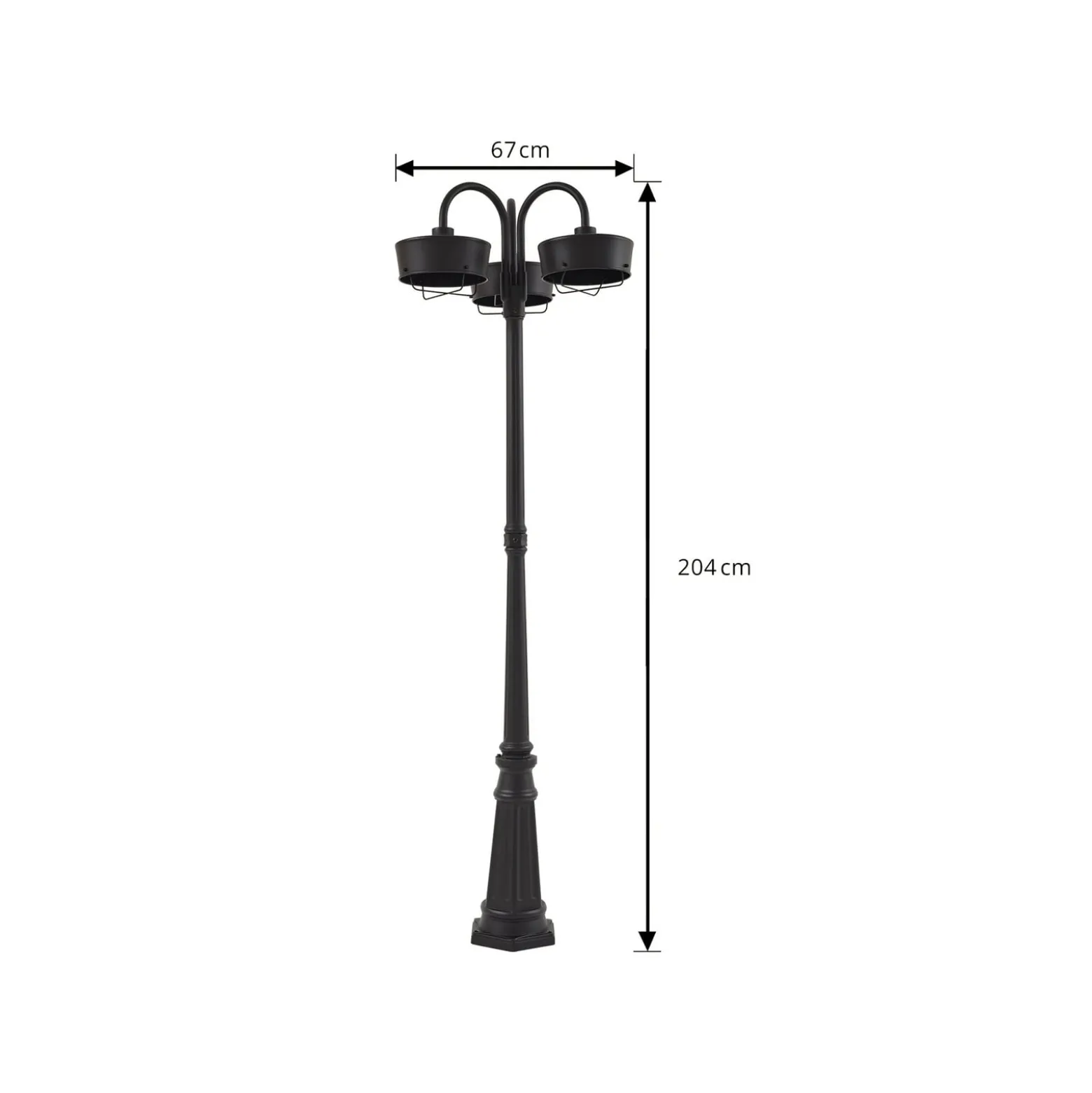 PRIOS LED-ulkovalaisin Thorus, 204 cm, musta, 3-lamppuinen, IP44
