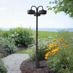 PRIOS LED-ulkovalaisin Thorus, 204 cm, musta, 3-lamppuinen, IP44