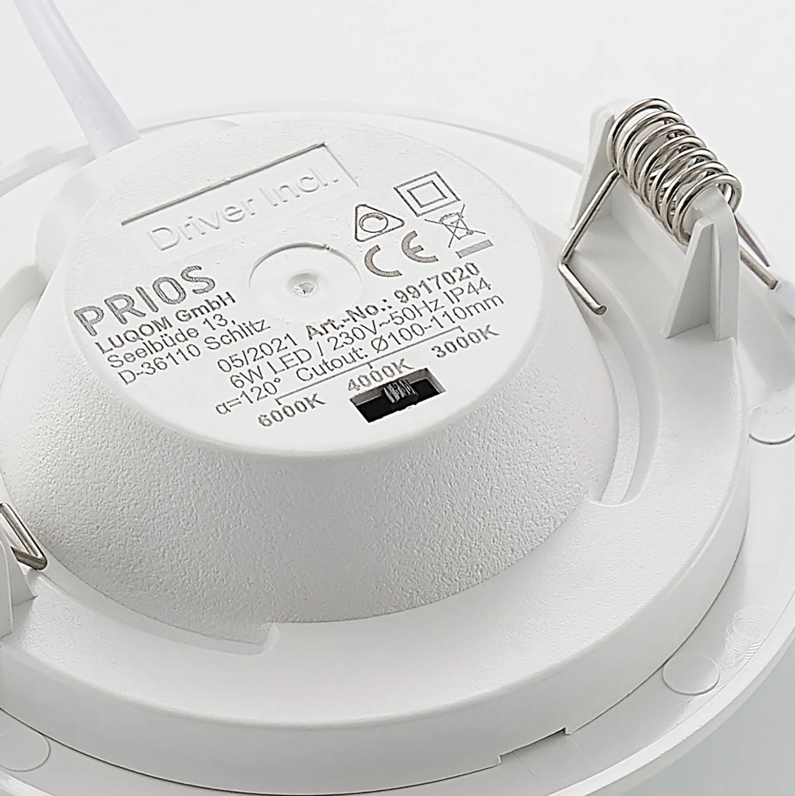 Prios LED uppoasennusvalaisin Cadance, valkoinen, 12 cm, CCT, IP44