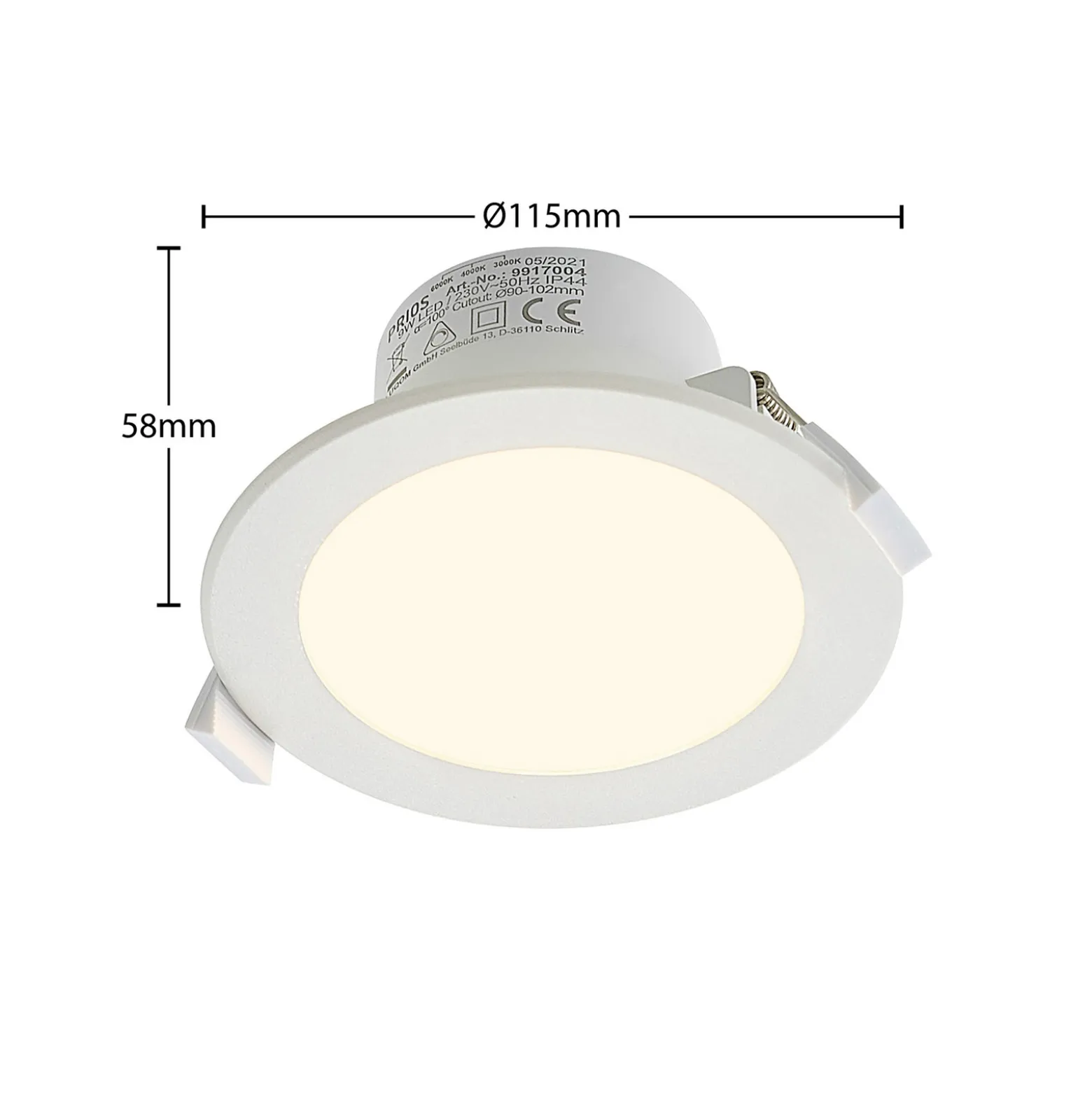 Prios LED uppoasennusvalaisin Rida, 3 kpl, valkoinen, 12 cm, CCT, IP44