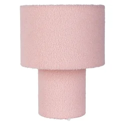 Pörröinen pöytävalaisin, vaaleanpunainen, korkeus 31 cm tekstiili E27