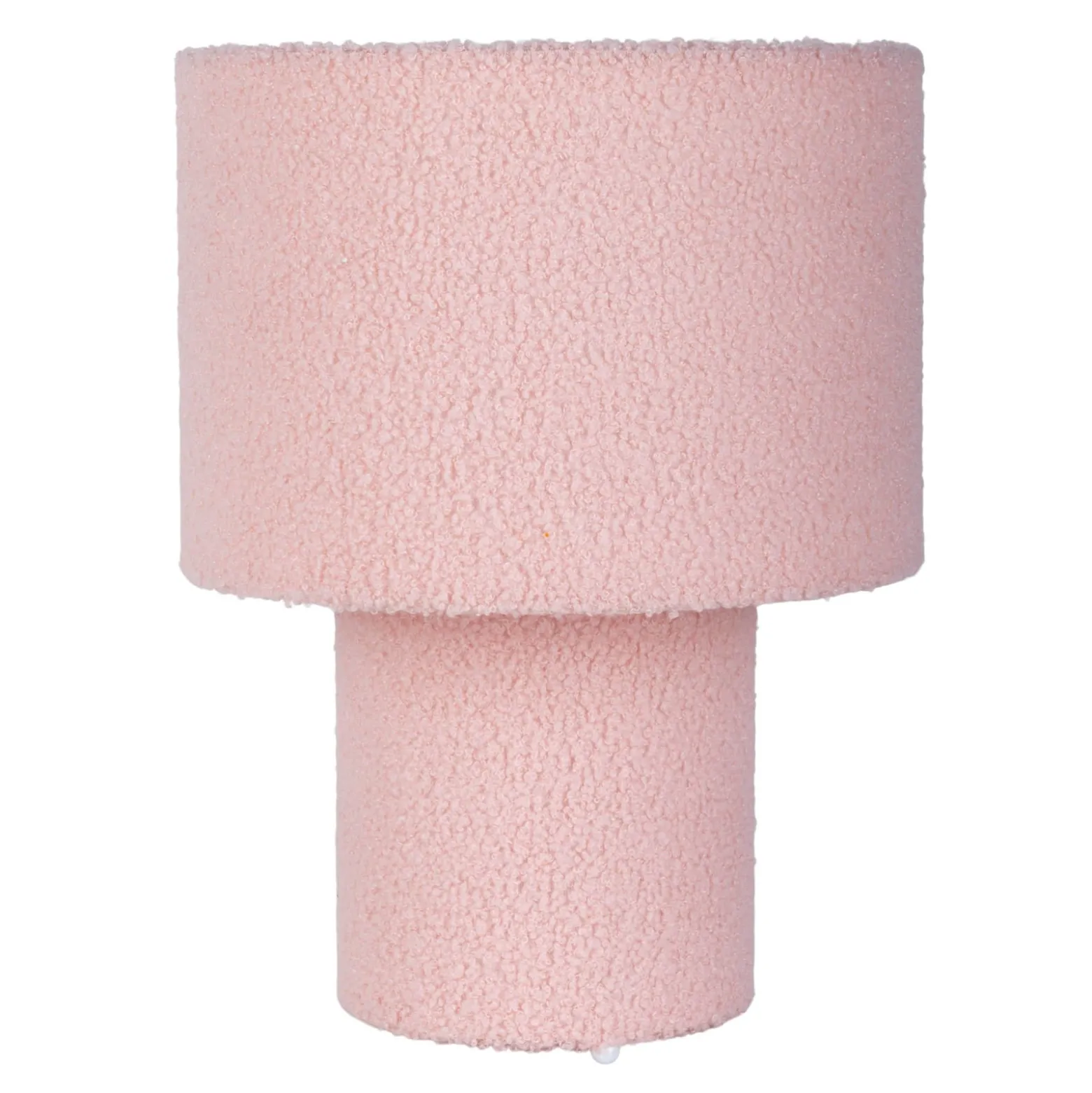 Pörröinen pöytävalaisin, vaaleanpunainen, korkeus 31 cm tekstiili E27