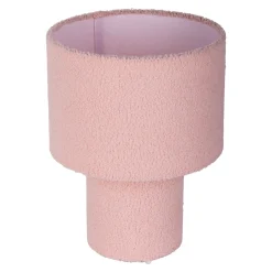 Pörröinen pöytävalaisin, vaaleanpunainen, korkeus 31 cm tekstiili E27