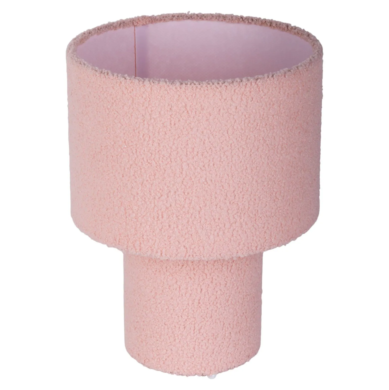 Pörröinen pöytävalaisin, vaaleanpunainen, korkeus 31 cm tekstiili E27
