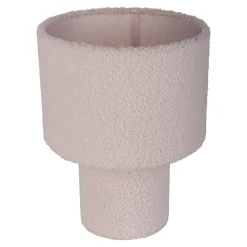 Pörröinen pöytävalaisin, valkoinen, korkeus 31 cm tekstiili E27