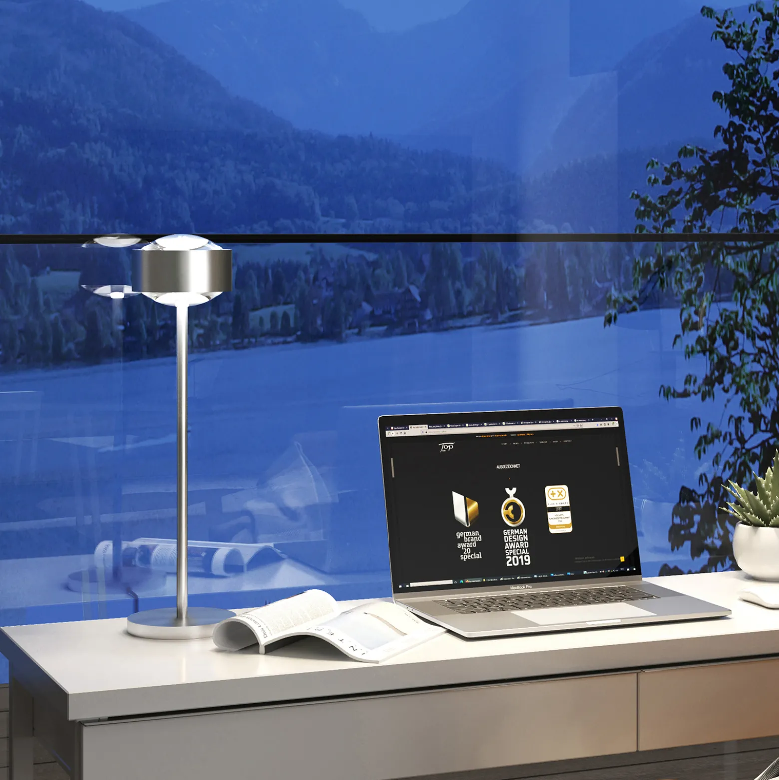 Puk Maxx Eye Table LED 37cm matta linssi, matta kromi