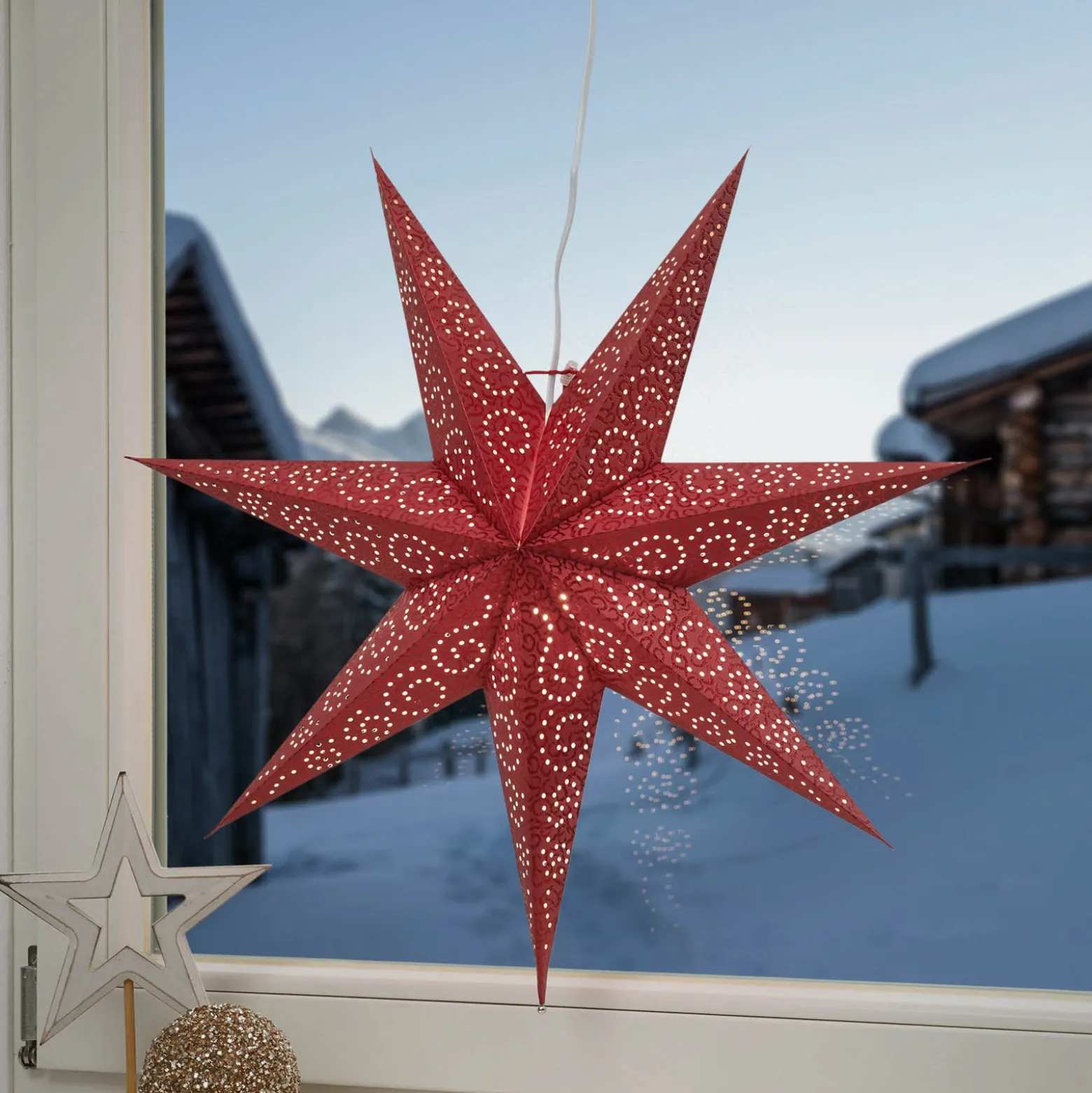 Punainen Antique-paperitähti
