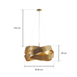 Pura LED-riippuvalaisin kultaisella lehdellä 60 cm
