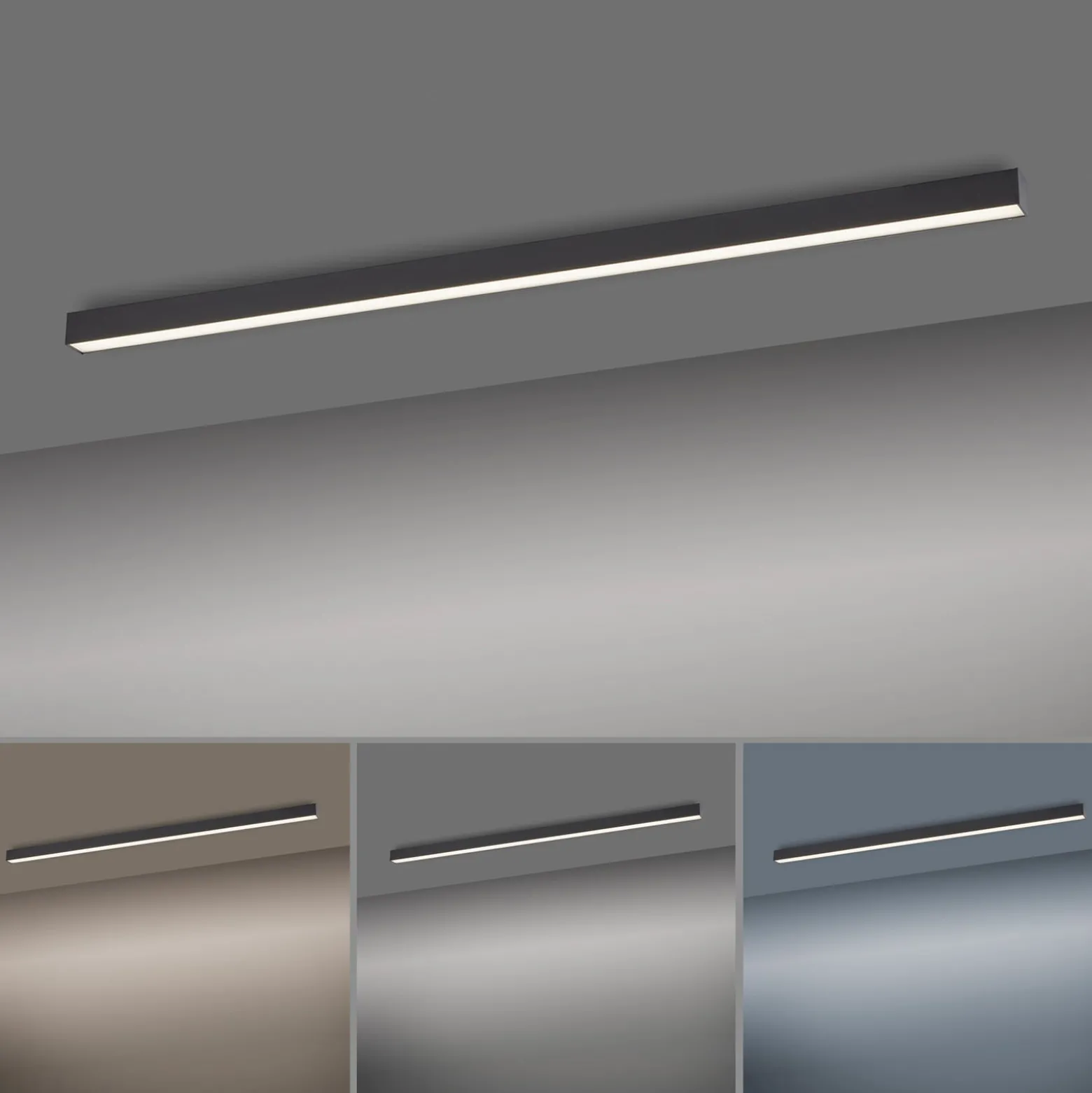 PURE LED-kattovalaisin Lines, 110 cm, antrasiitti, CCT, kaukosäädin