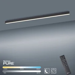 PURE LED-kattovalaisin Lines, 110 cm, antrasiitti, CCT, kaukosäädin