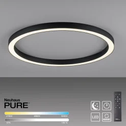 PURE LED-kattovalaisin Lines, Ø 70 cm, antrasiitti, CCT, kaukosäädin