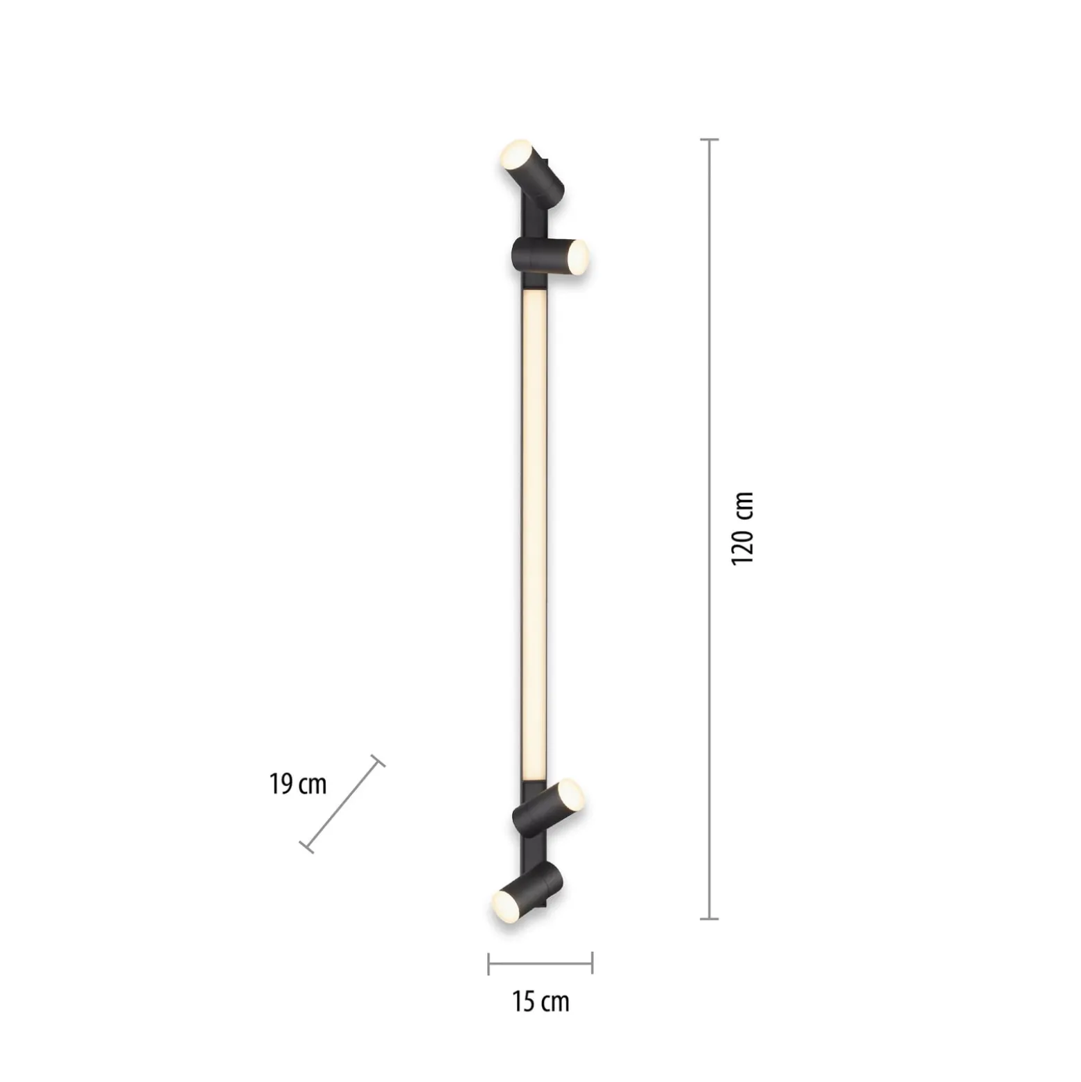 PURE LED-kattovalaisin Lines, 120 cm, antrasiitti, kaukosäädin