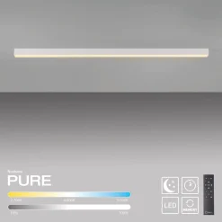 PURE LED-kattovalaisin Lines, valkoinen, 110 cm, CCT, kaukosäädin