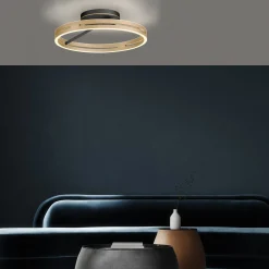 PURE LED-kattovalaisin Loop messinki/musta metalli Ø 60 cm CCT
