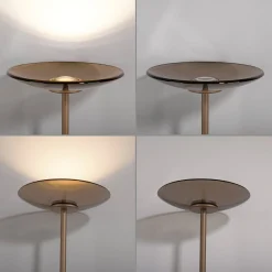 PURE LED-lattiavalaisin Moon pronssinvärinen alumiini/lasi himmennin