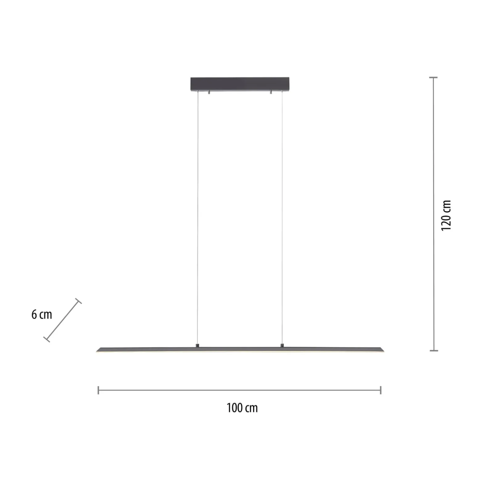 PURE LED-riippuvalaisin Lite, antrasiitti, 100 cm, CCT, himmennettävä