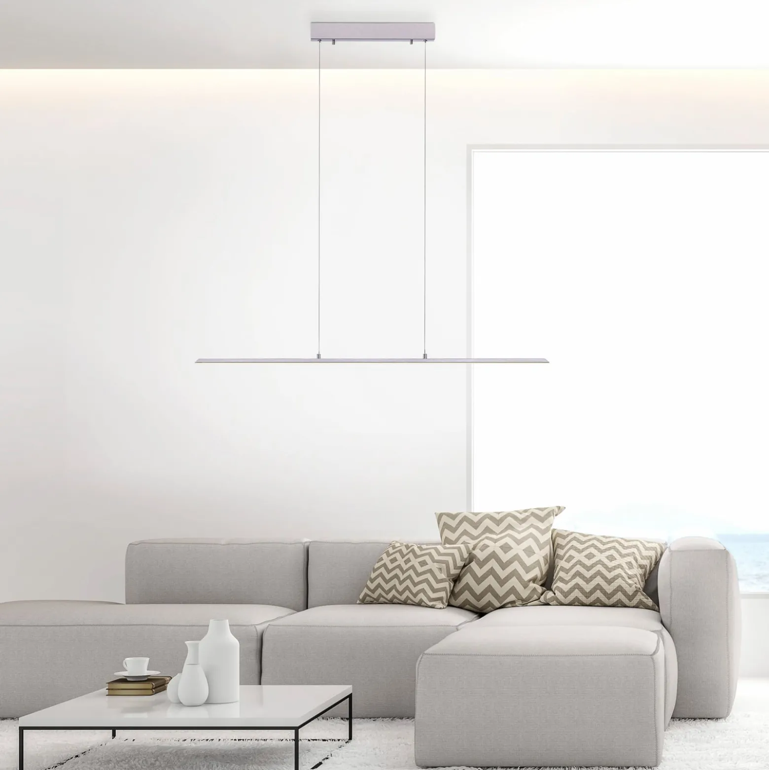 PURE LED-riippuvalaisin Lite, hopea, 100 cm, CCT, himmennettävä