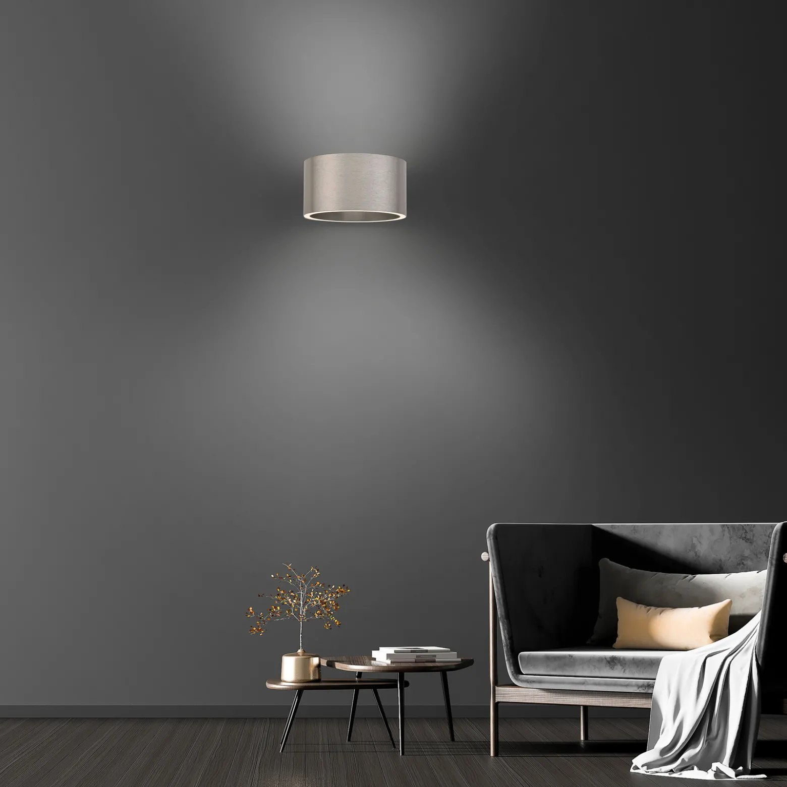 PURE LED-seinävalaisin Clipse, alumiini, alumiini, Ø 15 cm