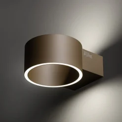 PURE LED-seinävalaisin Clipse, pronssinvärinen, alumiini Ø 15 cm