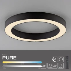 PURE Lines -LED-kattovalaisin, halkaisija 35 cm, grafiitti, CCT, kaukosäädin