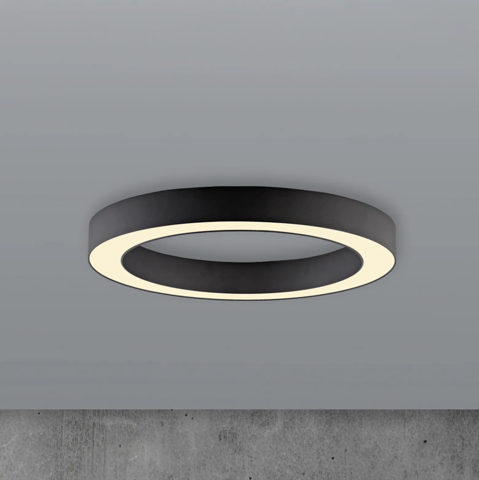 PURE Lines -LED-kattovalaisin, halkaisija 35 cm, grafiitti, CCT, kaukosäädin