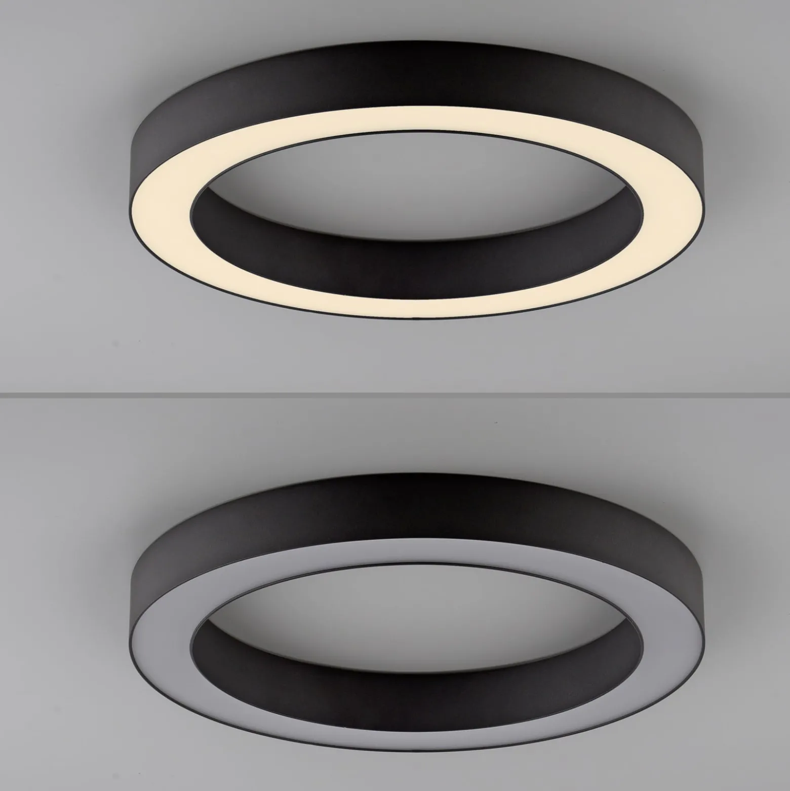 PURE Lines -LED-kattovalaisin, halkaisija 35 cm, grafiitti, CCT, kaukosäädin