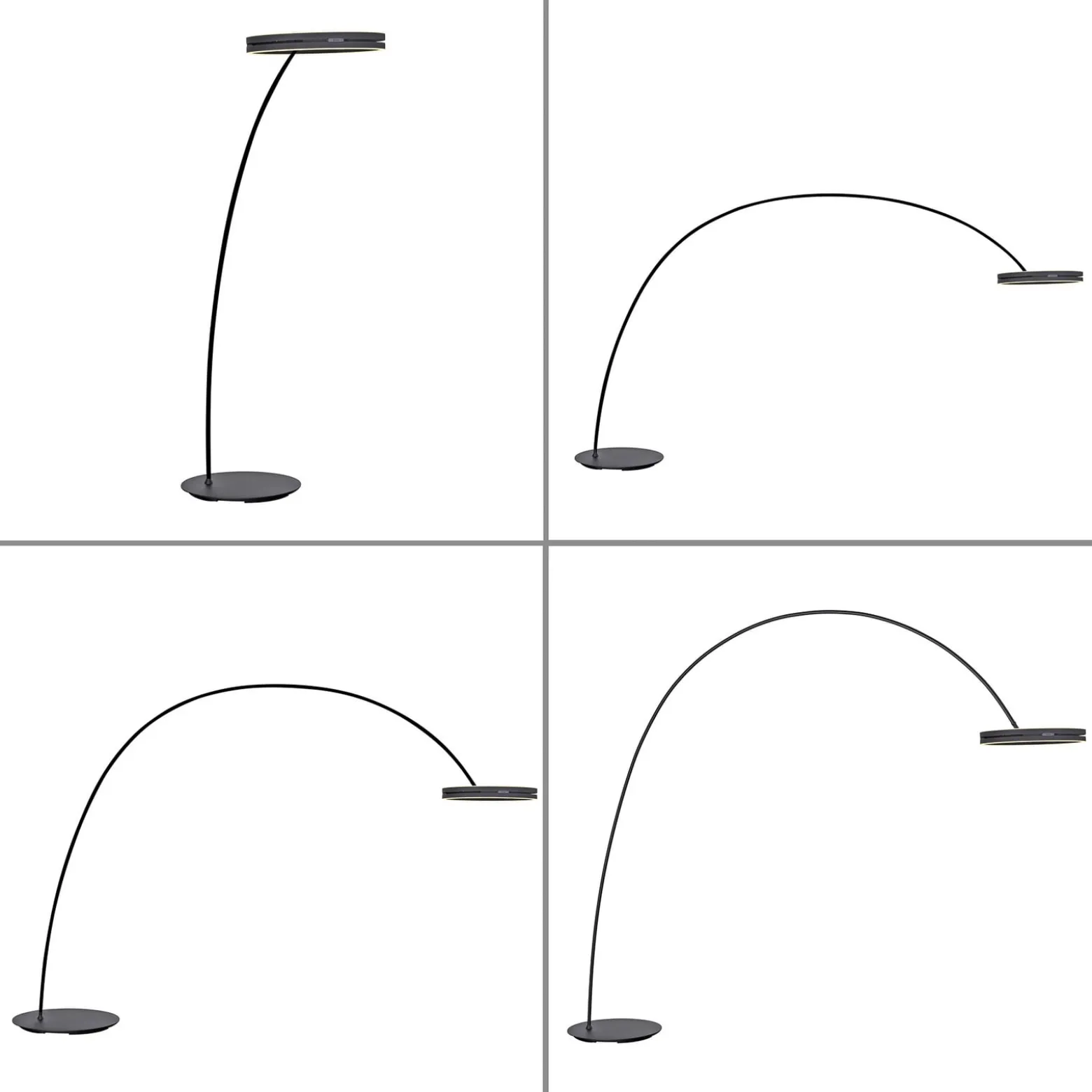 PURE Loop-Bow -LED-lattiavalo, musta, ulottuvuus 290 cm, CCT