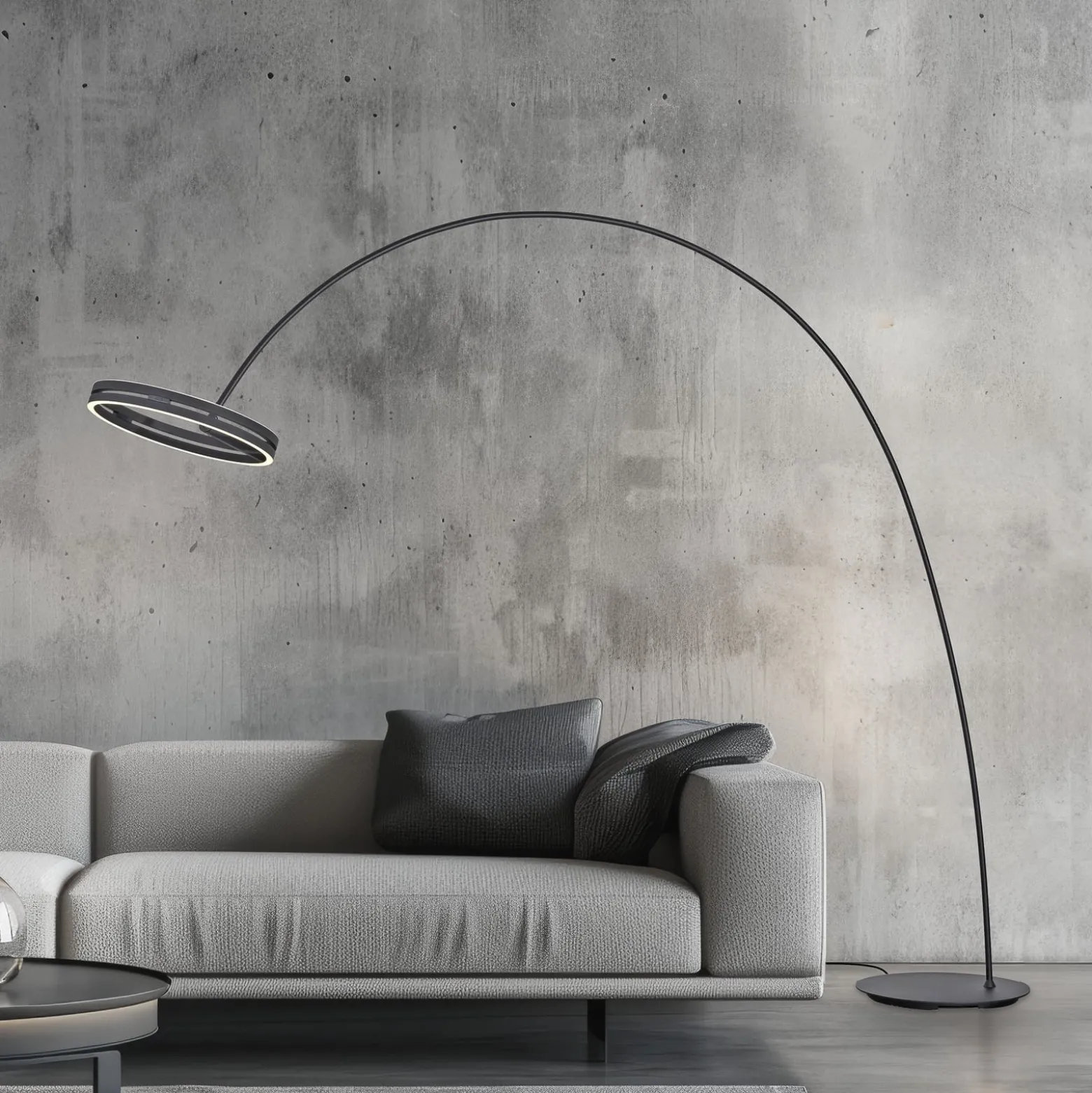 PURE Loop-Bow -LED-lattiavalo, musta, ulottuvuus 290 cm, CCT