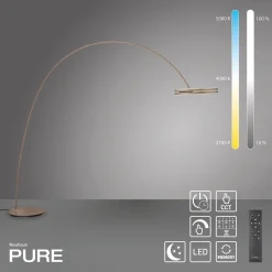 PURE Loop-Bow -LED-lattiavalo, pronssinvärinen, ulottuvuus 290 cm