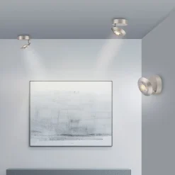 PURE Oculis -LED-kattovalaisin, hopeanvärinen, halkaisija 15 cm, rauta/lasi