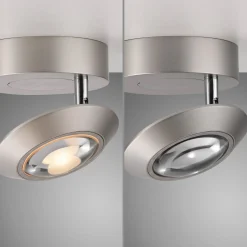 PURE Oculis -LED-kattovalaisin, hopeanvärinen, halkaisija 15 cm, rauta/lasi