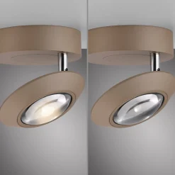 PURE Oculis -LED-kattovalaisin, pronssinvärinen, halkaisija 15 cm, rauta/lasi
