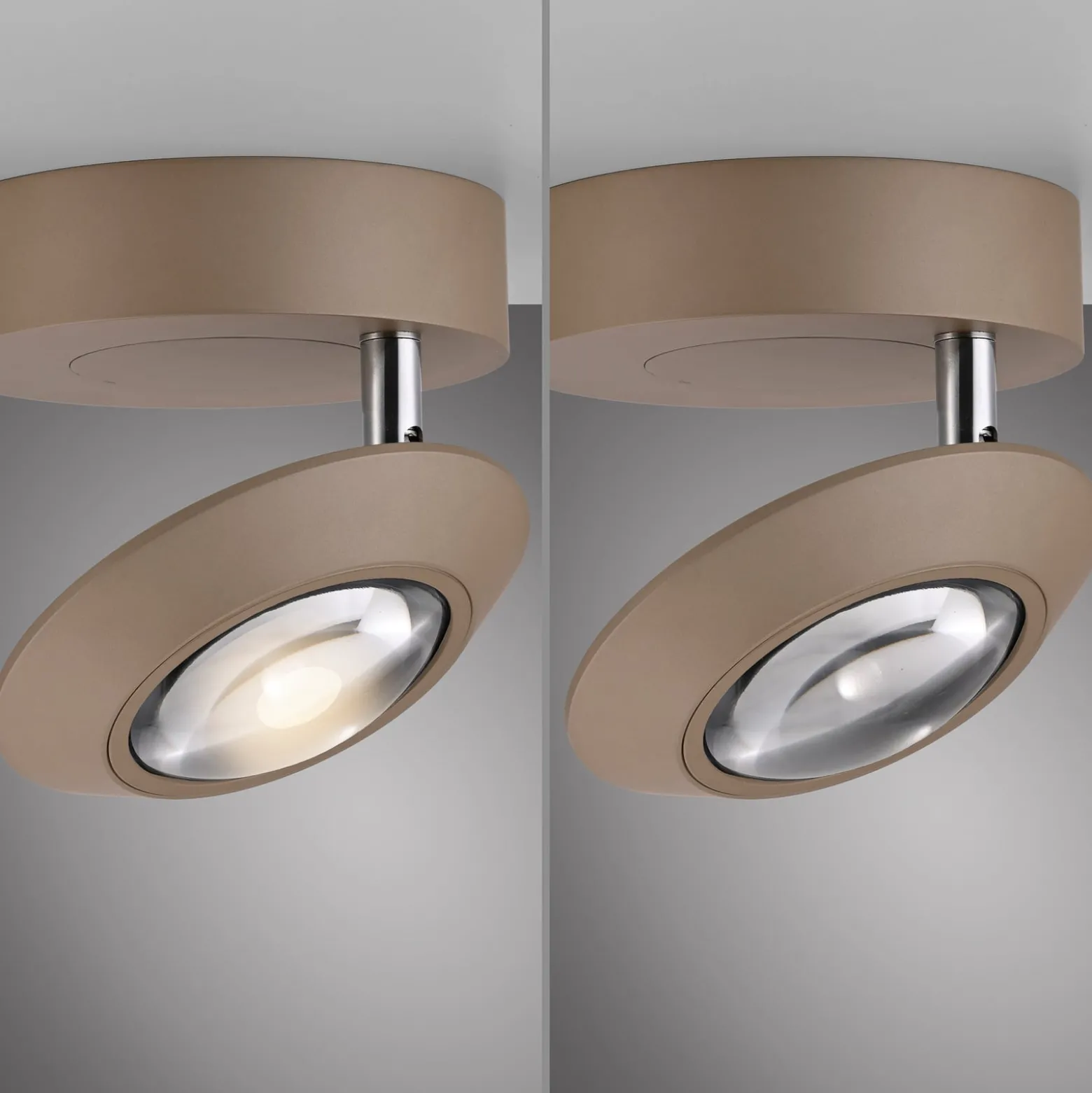 PURE Oculis -LED-kattovalaisin, pronssinvärinen, halkaisija 15 cm, rauta/lasi