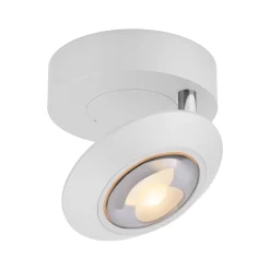 PURE Oculis -LED-kattovalaisin, valkoinen, halkaisija 15 cm, rauta/lasi